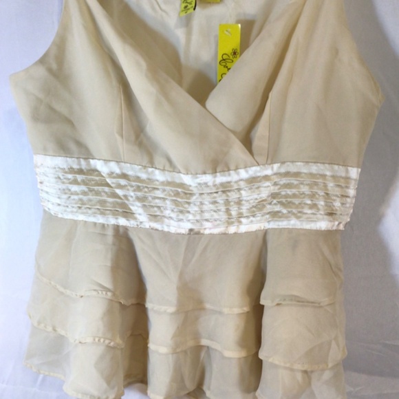 color code womens babydoll tank top beige size Large casual retro festival - Picture 3 of 6